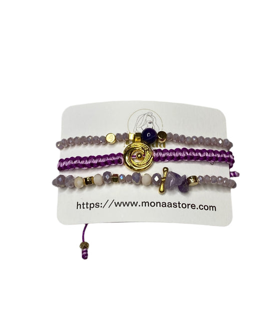 Gem Stones Bracelet Set of 3 pieces