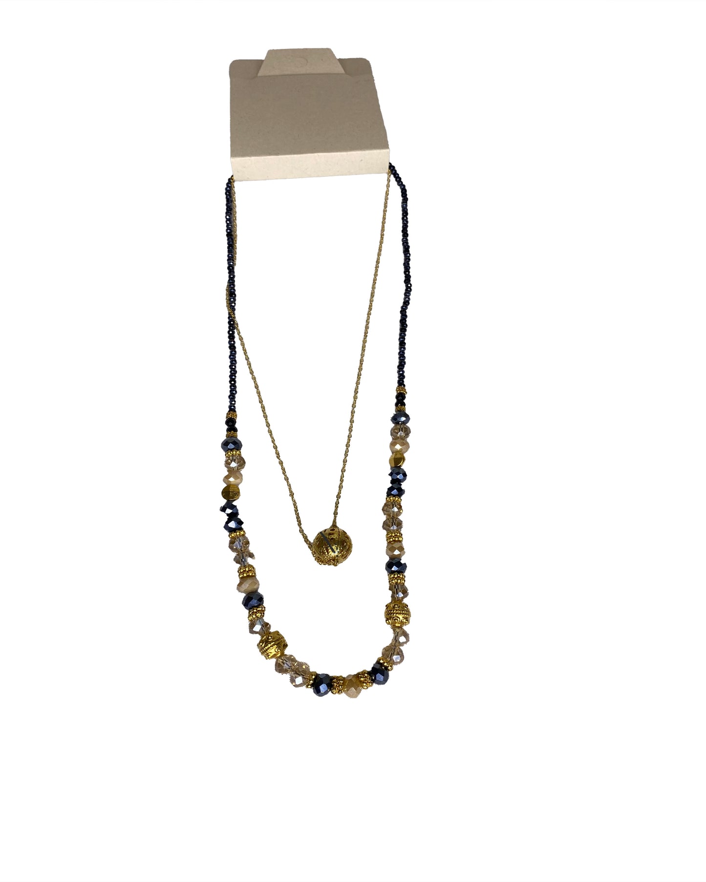 Black and Gold Gemstone Necklace. Elevate your look with sophisticated allure.