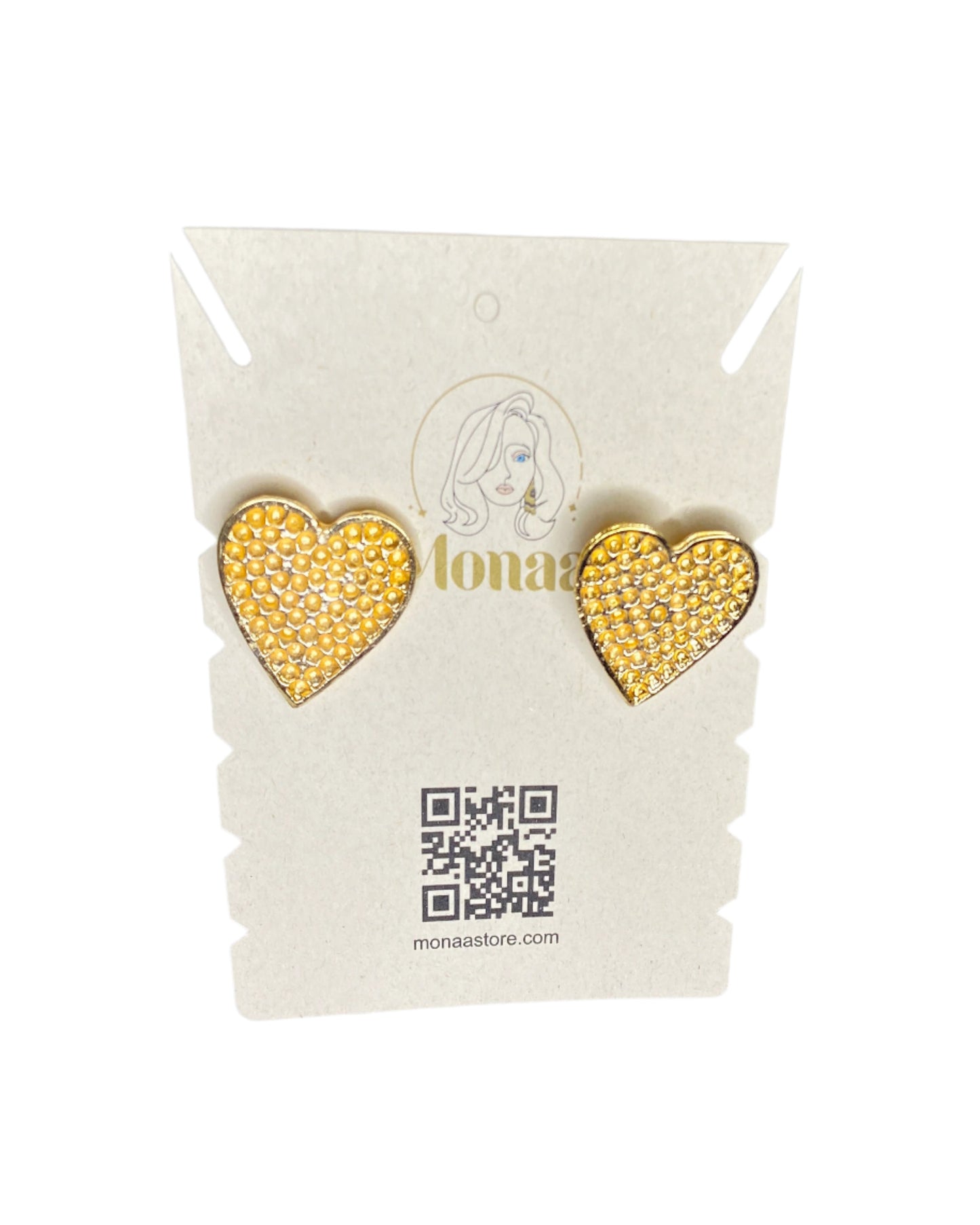 Heartfelt Radiance: Gold Hearts Beaded Earrings. Add a touch of love to your ensemble.