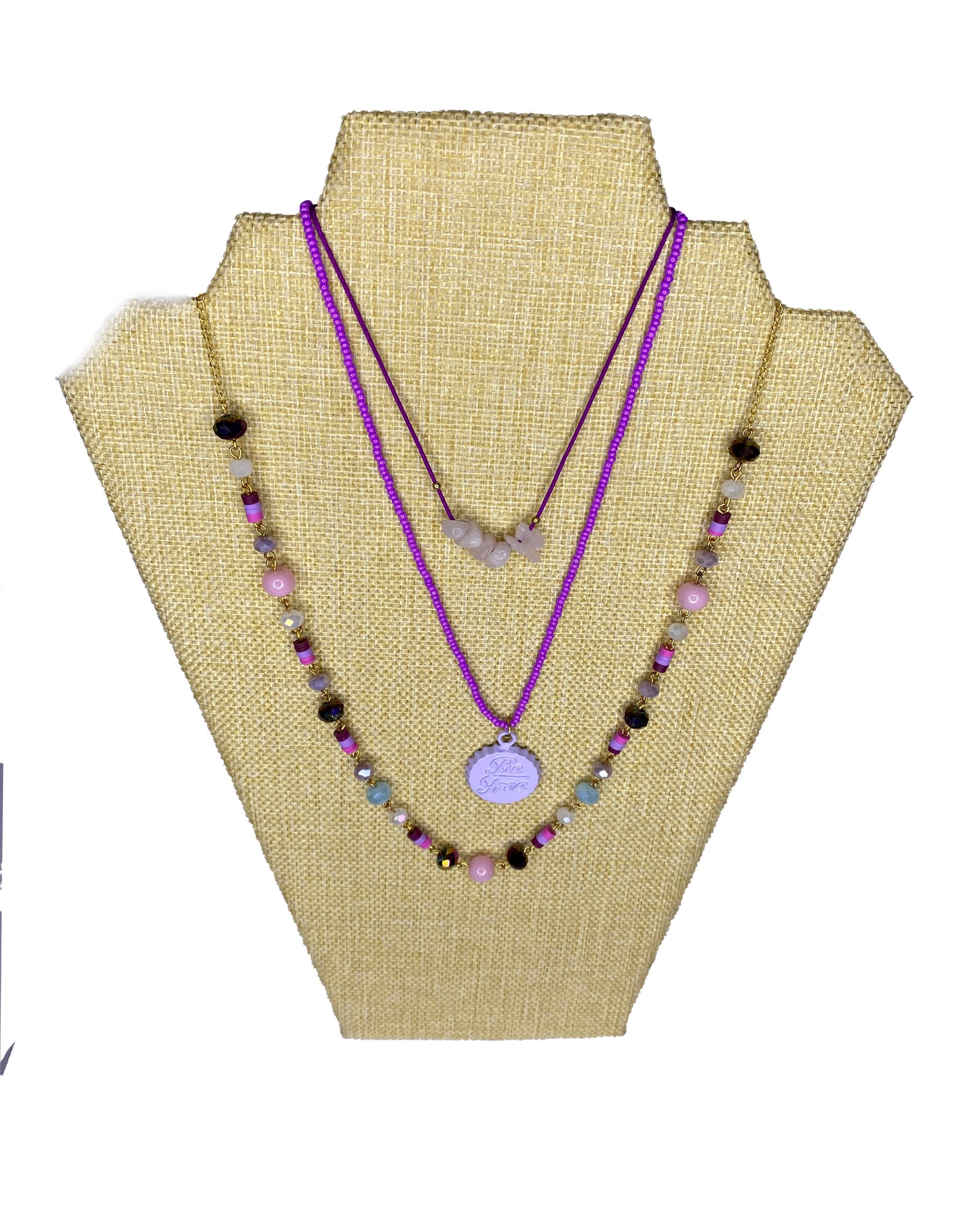 Embrace Freedom: Be Free Purple Gemstone Beaded Necklace Set. Radiate empowerment and elegance.